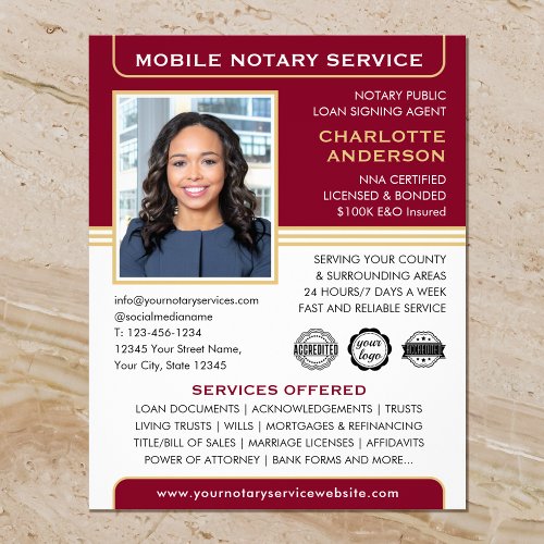Mobile Notary Public Loan Signing Agent Burgundy Flyer