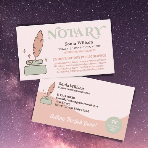 Mobile Notary Public  Loan Signing Agent  Business Card