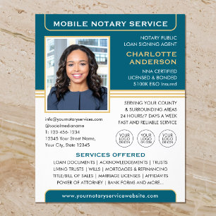 Mobile Notary Public Loan Signing Agent Teal Gold Flyer