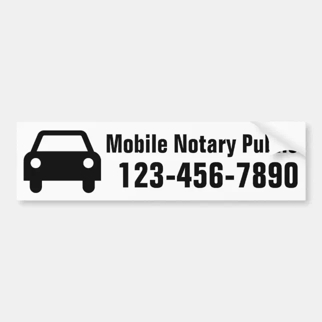 Mobile Notary Public Phone Number Customized Bumper Sticker Zazzle