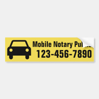 Mobile Notary Public Phone Number Customized Bumper Sticker