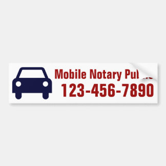 Mobile Notary Public Phone Number Customized Bumper Sticker