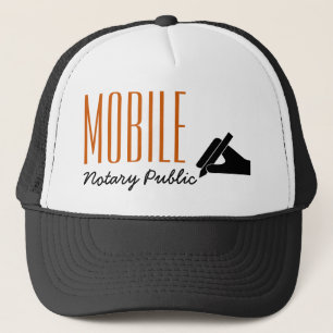 Mobile Notary Public Poised Pen Customizable Trucker Hat