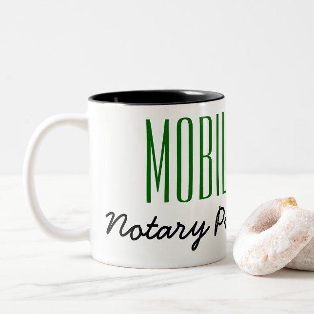 Mobile Notary Public Poised Pen Customizable Two-Tone Coffee Mug (With Donut)