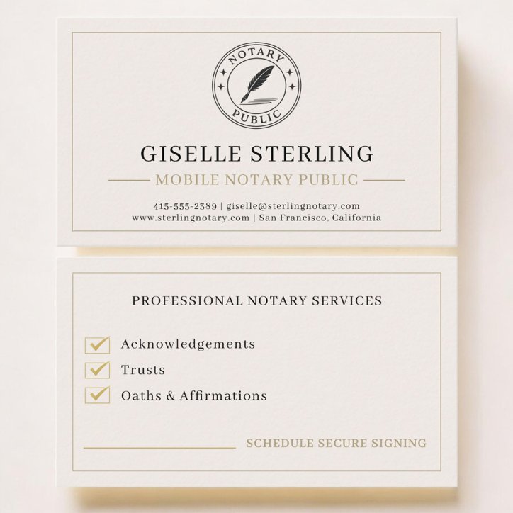 Mobile Notary Public Professional Business Card