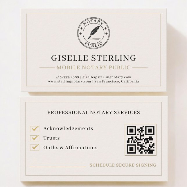 Mobile Notary Public QR Code Professional Business Card (Creator Uploaded)