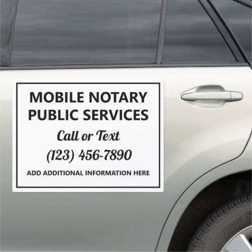 Mobile Notary Public Service Advertisement Car Magnet