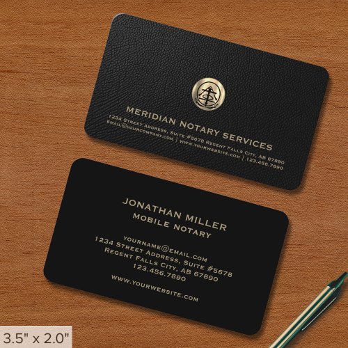 Mobile Notary Public Signing Agent Gold Seal Logo Business Card