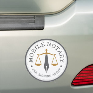 Mobile Notary Public Signing Agent gray gold Car Magnet