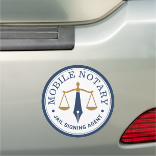 Mobile Notary Public Signing Agent Legal navy gold Car Magnet