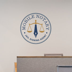 Mobile Notary Public Signing Agent Legal navy gold Wall Decal