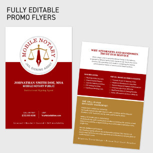 Mobile Notary Public Signing Agent red gold Flyer