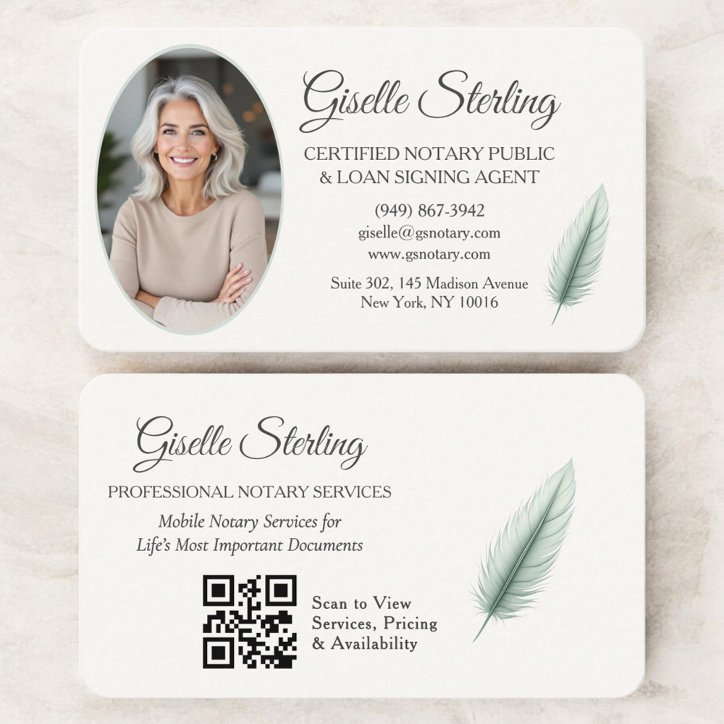 Mobile Notary QR Code Photo Business Card
