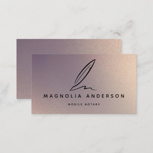 Mobile Notary Quill Gold Iridescent Business Card