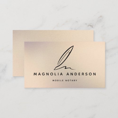 Mobile Notary Quill Gold Iridescent Business Card