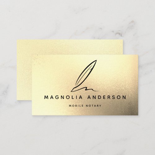 Mobile Notary Quill Gold Iridescent Business Card