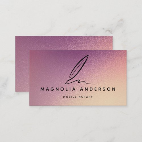 Mobile Notary Quill Pink Iridescent  Business Card