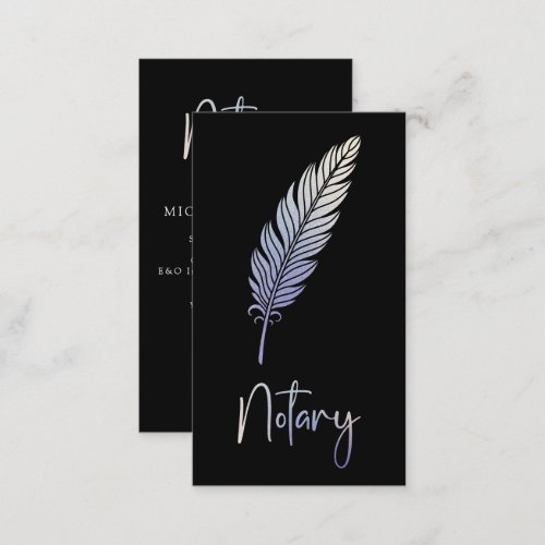 Mobile Notary Quill Purple Iridescent Business Card