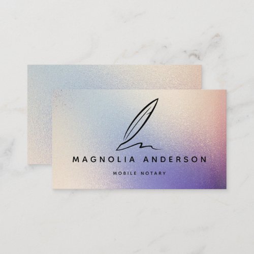 Mobile Notary Quill Purple Iridescent  Business Card