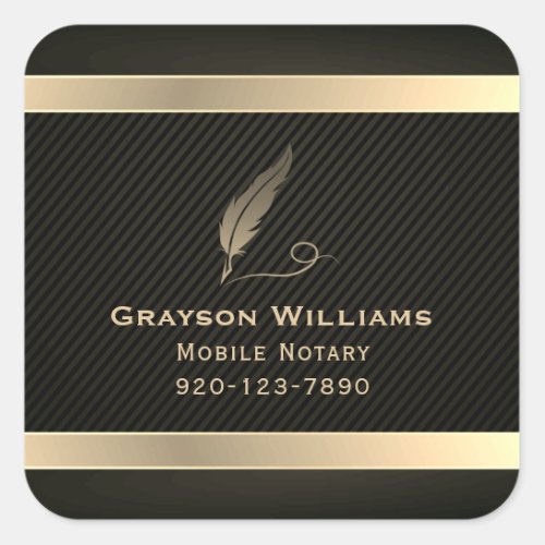 Mobile Notary Quill Square Sticker
