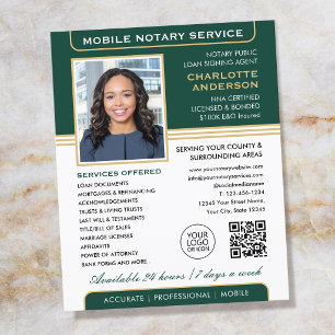 Mobile Notary Service Flyers Classic Green Gold