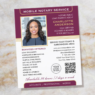 Mobile Notary Service Flyers Classic Plum Gold