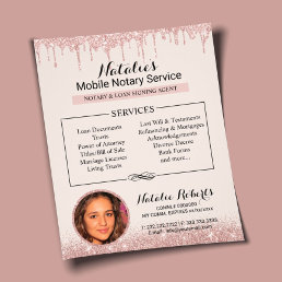 Mobile Notary Service Modern Rose Gold Drips Flyer