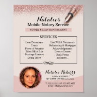 Mobile Notary Service Modern Rose Gold Glitter