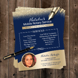 Mobile Notary Service Navy Blue &amp; Gold Photo Flyer