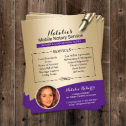 Mobile Notary Service Purple &amp; Gold Photo Flyer