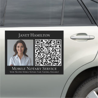 Mobile Notary Service QR code Photo Business Car Magnet