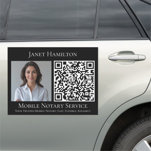 Mobile Notary Service QR code Photo Business Car Magnet (In Situ)