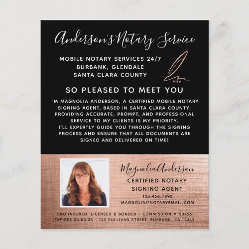 Mobile Notary Service Rose Gold Photo Flyer