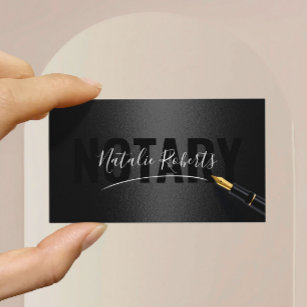 Mobile Notary Service Signature Black & Rose Gold Business Card