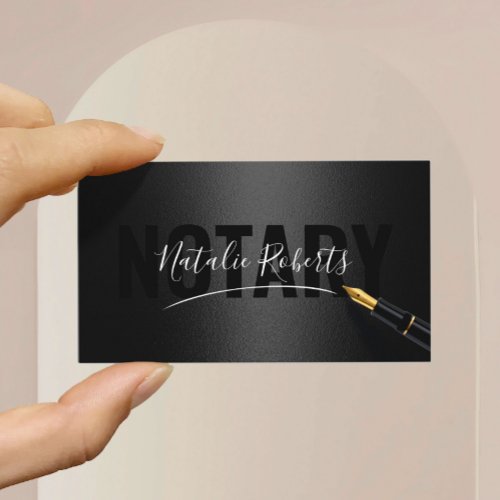 Mobile Notary Service Signature Black  Rose Gold Business Card