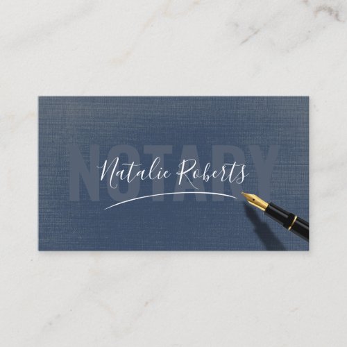 Mobile Notary Service Signature Elegant Navy Blue Business Card