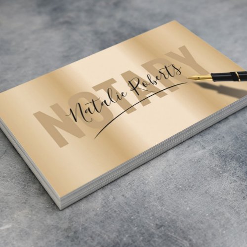 Mobile Notary Service Signature Modern Gold Business Card
