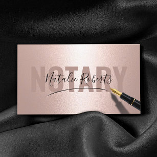 Mobile Notary Service Signature Modern Rose Gold Business Card