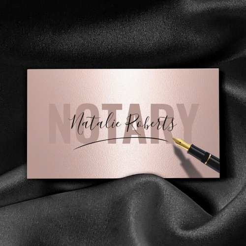 Mobile Notary Service Signature Modern Rose Gold Business Card