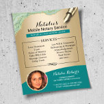 Mobile Notary Service Teal & Gold Photo Flyer<br><div class="desc">Mobile Notary Service Teal & Gold Photo Flyers.</div>