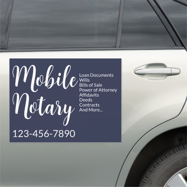 Mobile Notary Services Phone Dark Blue Template Car Magnet (In Situ)