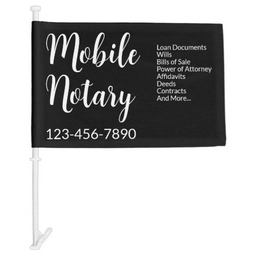 Mobile Notary Services Phone Number Black Template Car Flag