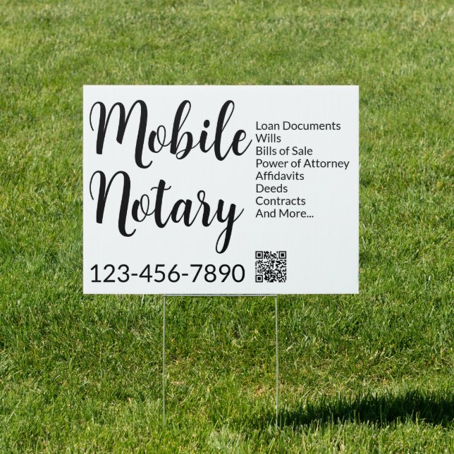 Mobile Notary Services Phone Number QR Code Sign (Insitu)