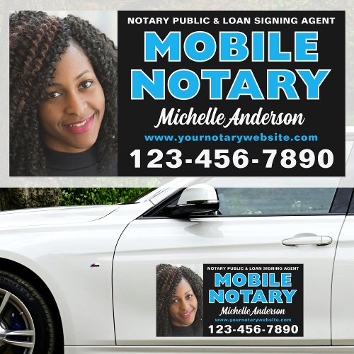 Mobile Notary Services Photo Name Blue Black Car Magnet