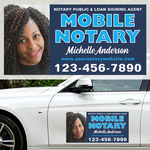 Mobile Notary Services Photo Name Navy Blue Car Magnet