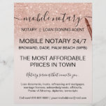 Mobile notary services rose gold glitter ombre flyer<br><div class="desc">Mobile notary services rose gold glitter ombre on on light pastel pink</div>