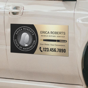 Mobile Notary Signing Agent Black & Gold Photo Car Magnet