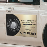 Mobile Notary Signing Agent Black & Gold Photo Car Magnet<br><div class="desc">Notary Public Loan Signing Agent Modern Black & Gold Photo Car Magnet</div>