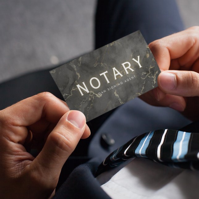 Mobile Notary Signing Agent Black Marble Business Card (Creator Uploaded)