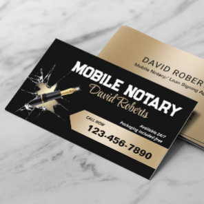 Mobile Notary Signing Agent Creative Pen Black Business Card